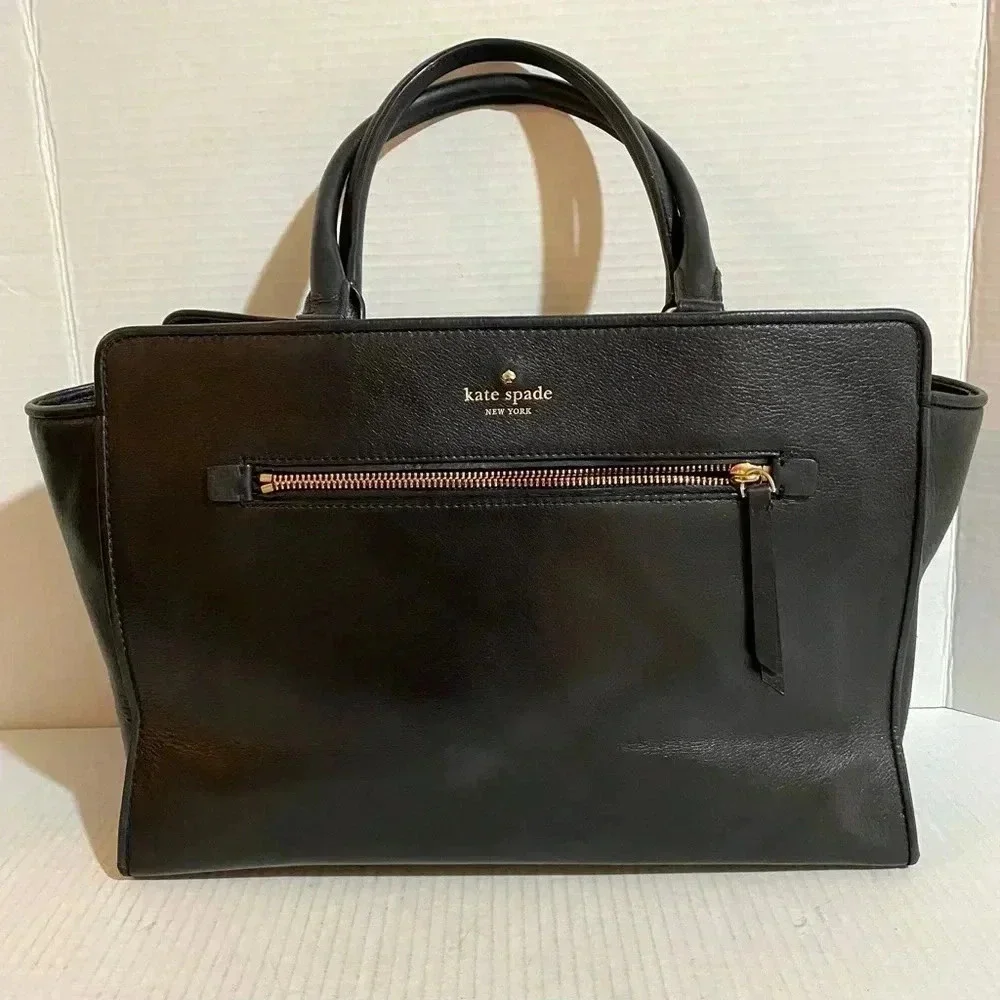 Kate spade black leather satchel handbag